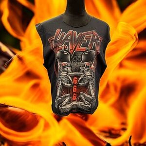 Unisex Black Slayer Cut-off Graphic Muscle T-shirt XL